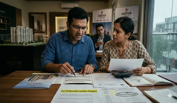 Hidden costs in Sattva City Bangalore including stamp duty, registration charges, and PLC details