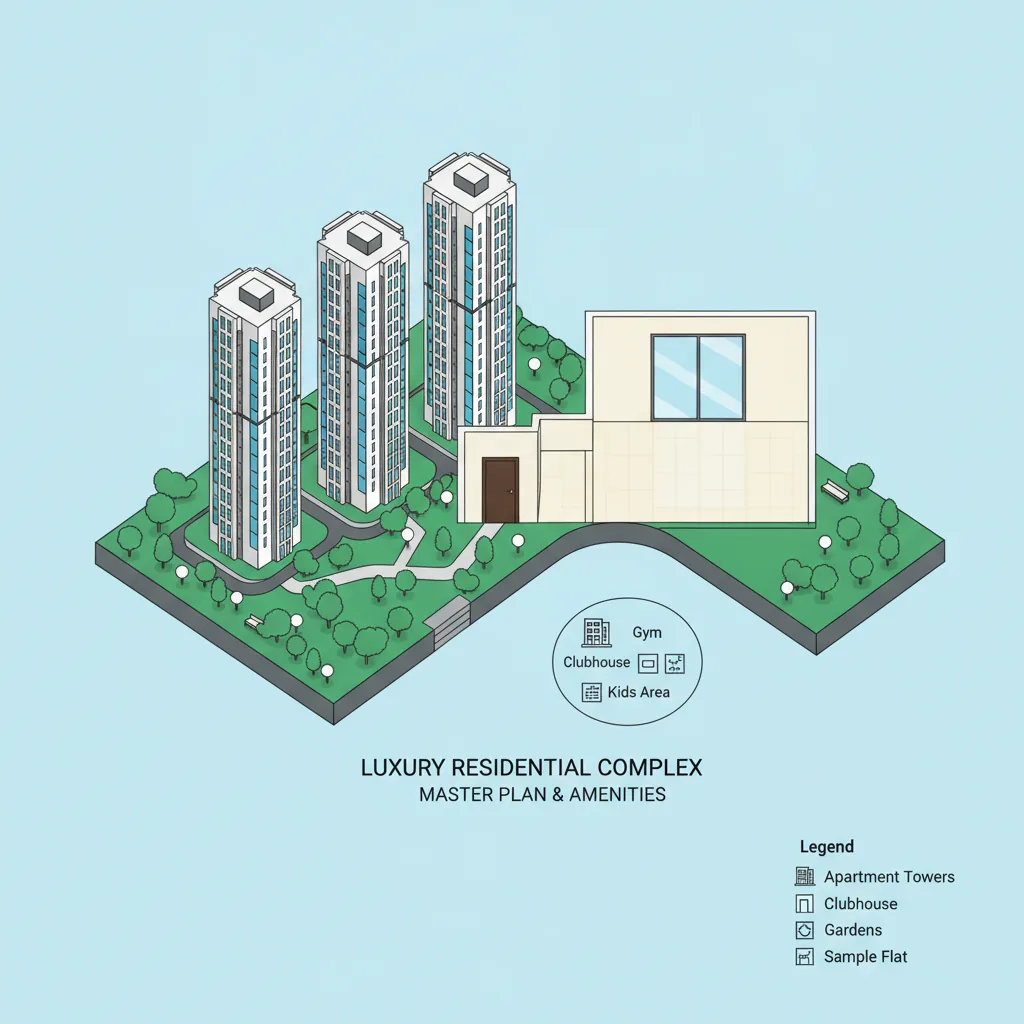 Sattva City Model Apartment - modern residential apartment complex display with luxury high-rise towers and sample flat showcase