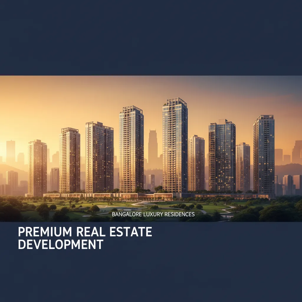 Sattva City Rent - Modern luxury residential towers skyline at sunset with glass facades and lush green landscape