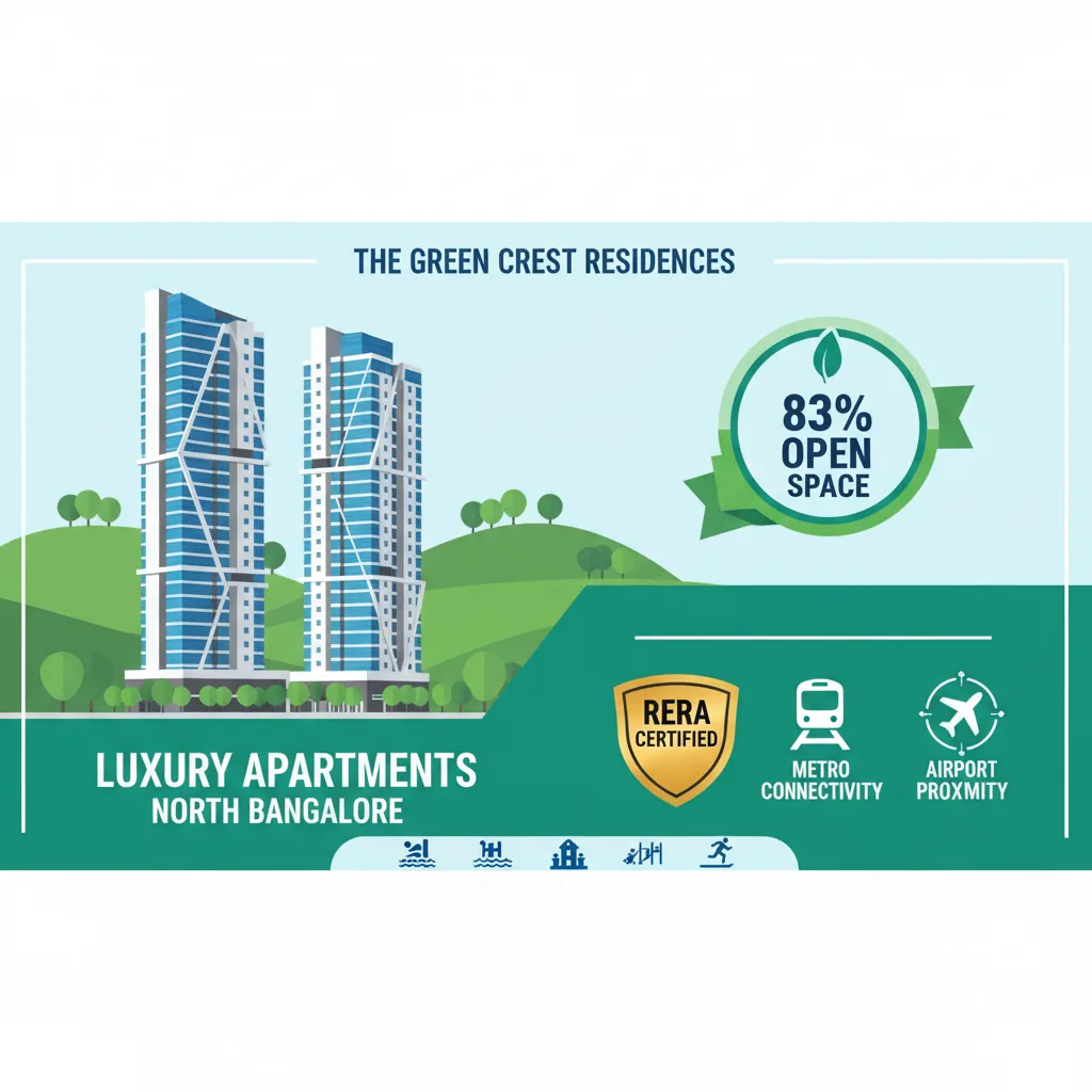 RERA Status and Safety of Sattva City in North Bangalore - Modern residential real estate infographic showing luxury apartment towers in North Bangalore