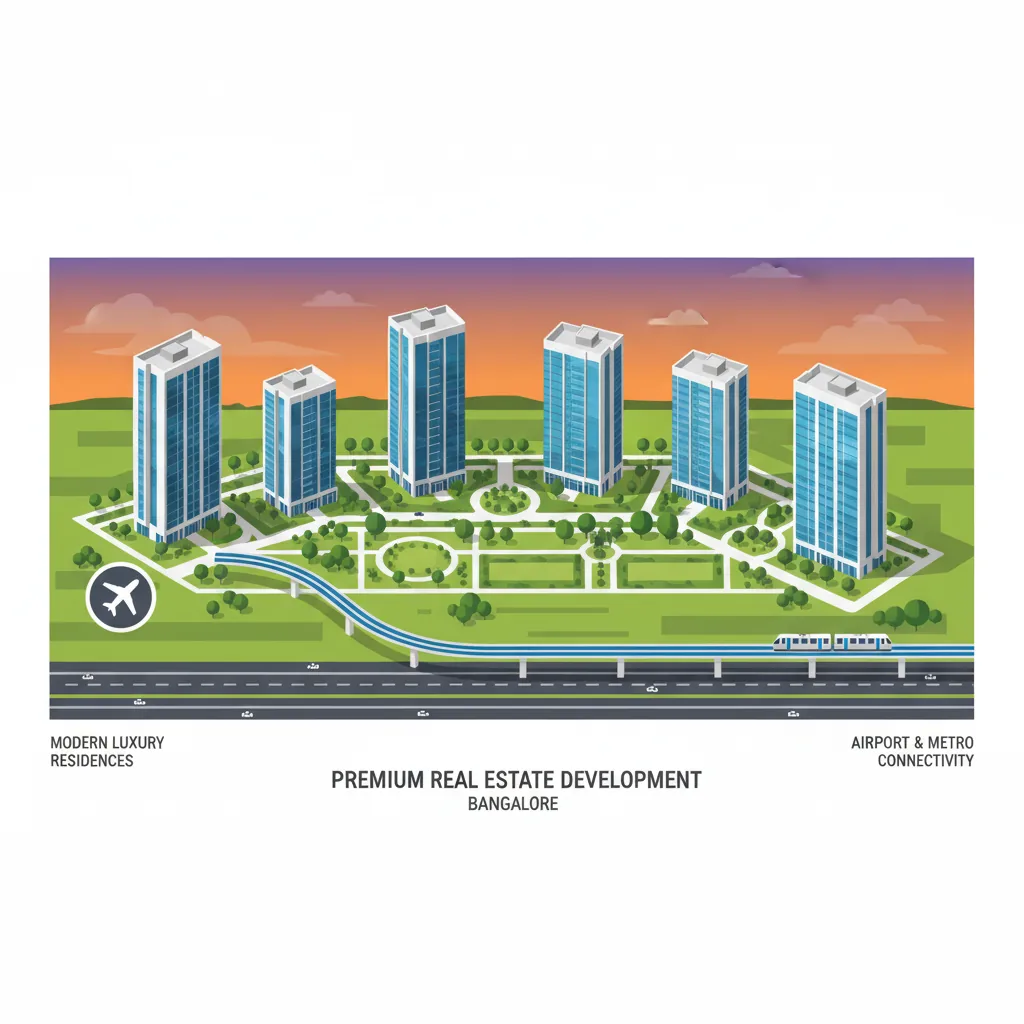 Sattva Developers New Launch in Bangalore - Modern luxury residential township aerial view with high-rise towers and landscaped gardens near airport highway