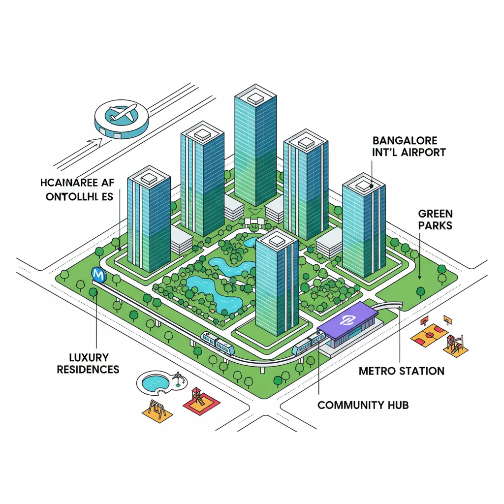 Sattva Developers North Bangalore Projects - Modern luxury residential township aerial view