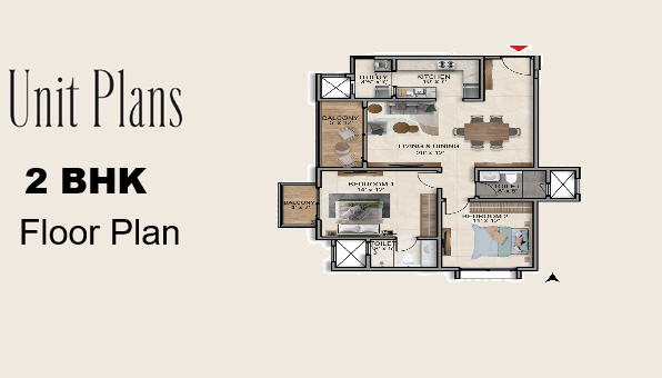 2 BHK Apartment Floor Plan
