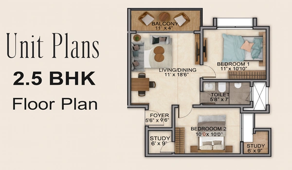 2.5 BHK Apartment Floor Plan