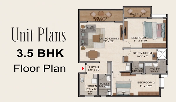 3.5 BHK Apartment Floor Plan